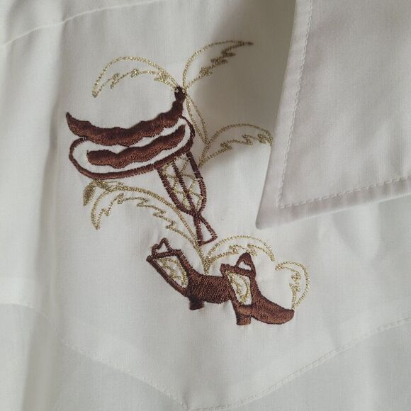 Craig Andrew Western Embroidered Pearl Snap Shirt Women's Size Large White Ranch - Picture 4 of 8